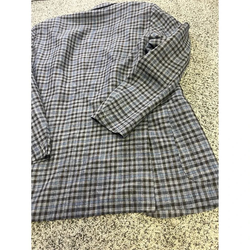 Ermenegildo Zegna DUO Blue Plaid Linen Silk Street Jacket Blazer Switzerland